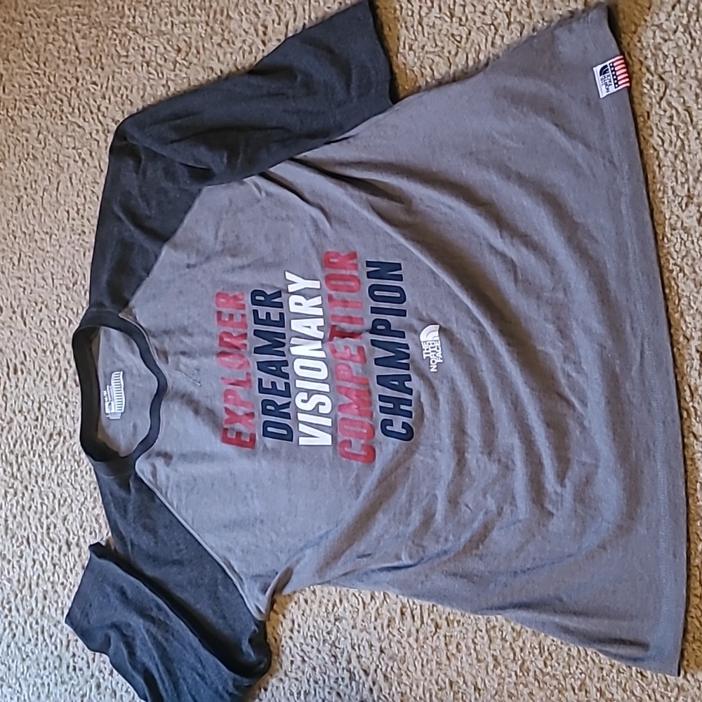 The North Face Gray/Black,  Graphic Tee, 3/4 Sleeves, Med